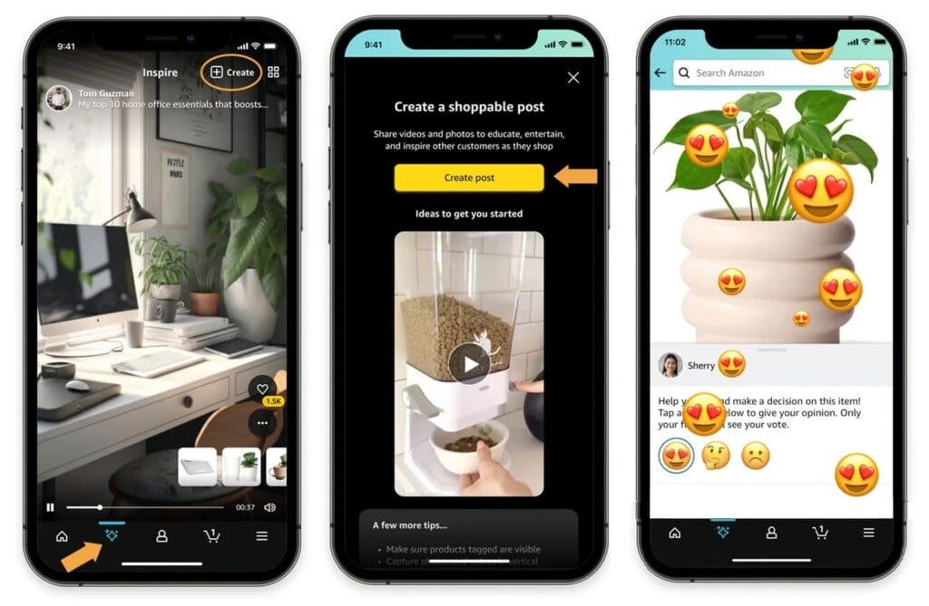 Amazon create inspire smartphone mobile commerce social media tool