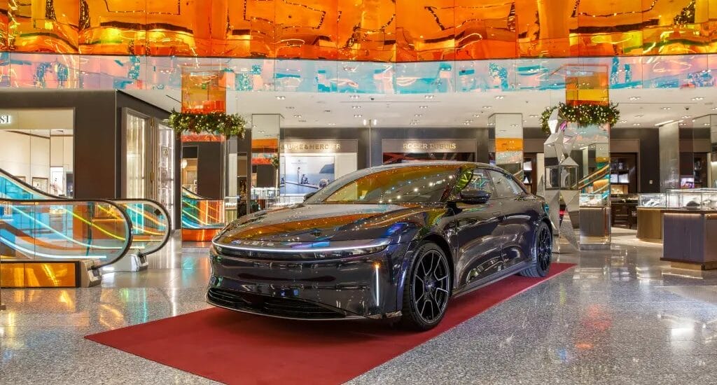 lucid saks electric car flagship store automotive luxury
